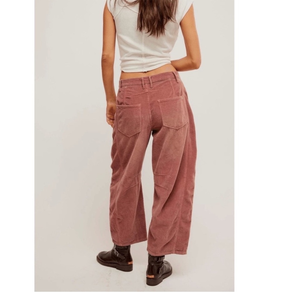 Free People We the Free Good Luck Mid Rise Barrel Pants Jeans Cord - Picture 3 of 3